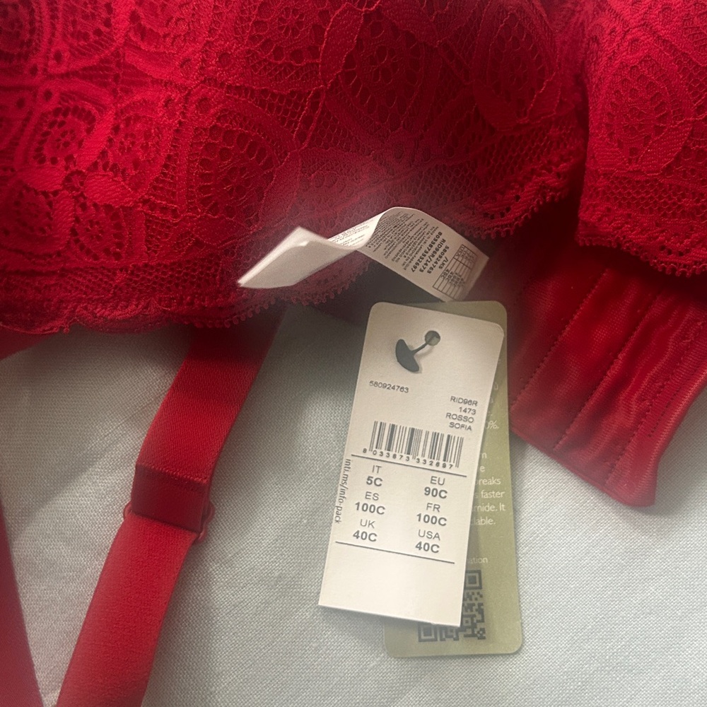 INTIMISSIMI 40C Rosso Sofia red bra NWT - Picture 3 of 5